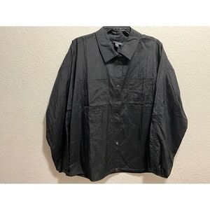 Athleta Black Crinkle Lightweight Collared Button Up Shirt Jacket Women's M